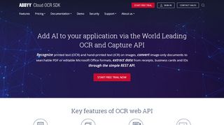 
                            1. ABBYY Cloud OCR SDK is hi-end OCR API with ICR and ...