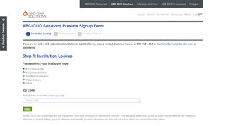 
                            2. ABC-CLIO > ABC-CLIO Solutions > Forms > Preview > Zip ...