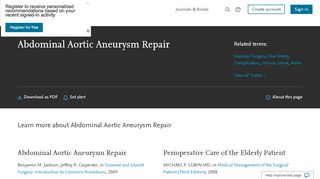 
                            9. Abdominal Aortic Aneurysm Repair - an overview | ScienceDirect Topics