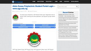 
                            1. Abdu Gusau Polytechnic Student Portal Login - www.agp.edu.ng