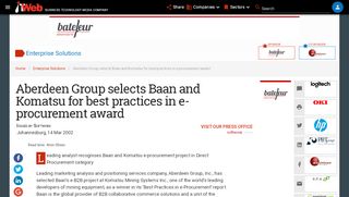 
                            7. Aberdeen Group selects Baan and Komatsu for best practices ...