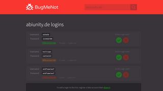 
                            3. abiunity.de passwords - BugMeNot