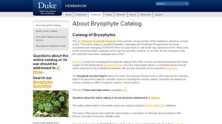 
                            3. About Bryophyte Catalog | Herbarium - Duke Herbarium