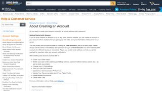 
                            2. About Creating an Account - Amazon.co.uk Help