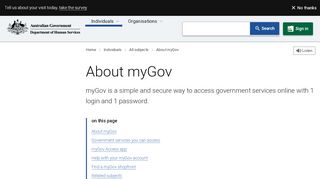 
                            8. About myGov - Australian Government Department of Human ...