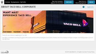 
                            2. About Taco Bell Corporate - talentReef Applicant Portal