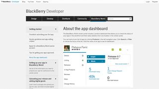 
                            7. About the app dashboard - BlackBerry Developer