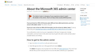 
                            8. About the Microsoft 365 admin center | Microsoft Docs