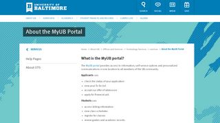 
                            1. About the MyUB Portal - University of Baltimore