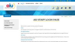 
                            8. About Us / AIU Staff Login