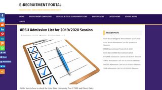 
                            7. ABSU Admission List for 2019/2020 Session E-Recruitment Portal