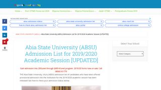 
                            4. ABSU Merit Admission List 2018/2019 Released [1st Batch]