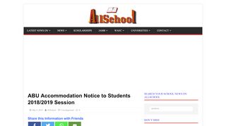 
                            4. ABU Accommodation Notice to Students 2018/2019 Session - AllSchool