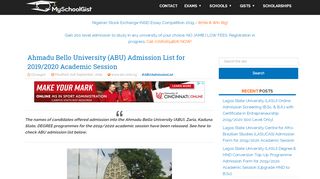 
                            3. ABU Admission List 2018/2019 | 1st, 2nd, 3rd & Supplementary Batches