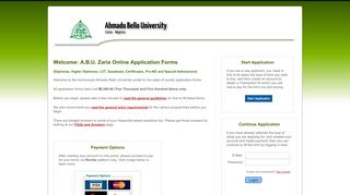 
                            2. ABU Online Application Forms: Home