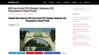 
                            2. ABU Portal 2019 (Student, Admission, DLC, Postgraduate ...