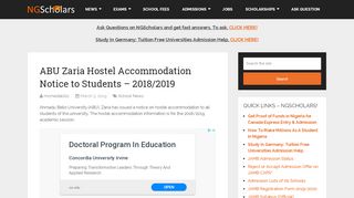 
                            9. ABU Zaria Hostel Accommodation Notice to Students - 2018/2019