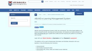 
                            3. ABUAD e-Learning Management System - Afe …