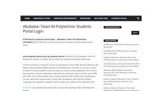 
                            9. Abubakar Tatari Ali Polytechnic Students Portal Login ...