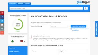 
                            3. Abundant Wealth Club - 1 Review, 63% Reputation …