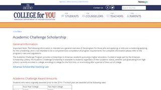 
                            4. Academic Challenge Scholarship - ADHE Scholarships - Arkansas ...