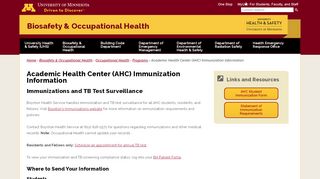 
                            3. Academic Health Center (AHC) Immunization Information | Biosafety ...