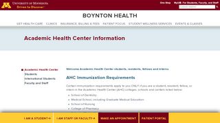 
                            4. Academic Health Center Information | Boynton Health