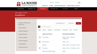 
                            8. Academic Majors and Divisions | La Roche University