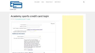 
                            8. Academy sports credit card login - Credit card