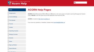 
                            7. Acadia University - Home - Acorn Help