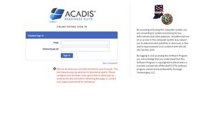 
                            5. Acadis® Readiness Suite - Online Testing Sign In - Acadis Portal