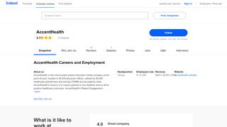 
                            8. AccentHealth Careers and Employment | Indeed.com