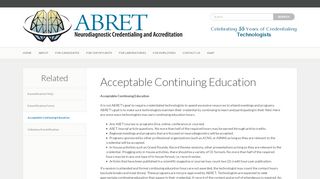 
                            7. Acceptable Continuing Education - ABRET