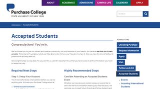 
                            4. Accepted Students • Admissions • Purchase College