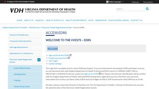
                            6. Access EDRS – Vital Records - Virginia Department of Health