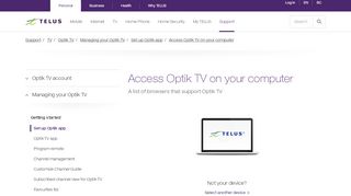 
                            2. Access Optik TV on your computer | Support | TELUS.com