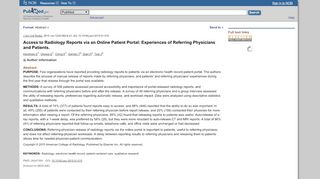 
                            6. Access to Radiology Reports via an Online Patient Portal: Experiences ...