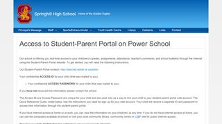 
                            9. Access to Student-Parent Portal on Power School | Springhill High ...