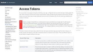 
                            6. Access Tokens - Facebook Login - Facebook for Developers