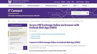 
                            11. Access UW Exchange Online via browser with Outlook Web App ...