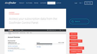 
                            2. Access your subscription data from the Doofinder Control Panel