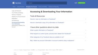 
                            2. Accessing & Downloading Your Information | Facebook Help ...