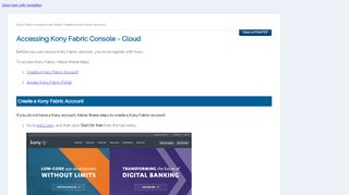 
                            5. Accessing Kony Fabric Console - Cloud