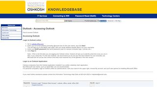 
                            7. Accessing Outlook - kb.uwosh.edu