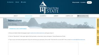 
                            1. Accessing Roadrunner Portal - Financial Aid Container - Dalton State ...