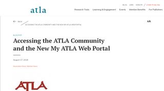 
                            3. Accessing the ATLA Community and the New My ATLA Web Portal - Atla