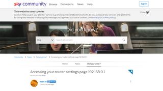 
                            7. Accessing your router settings page 192.168.0.1 - Sky Community