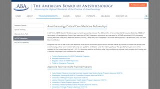 
                            8. ACCM Fellowships - The American Board of Anesthesiology