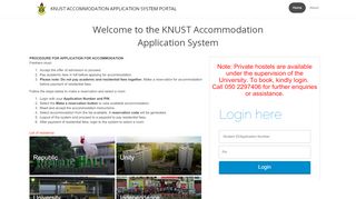 
                            3. ACCOMMODATION APPLICATION SYSTEM - KNUST