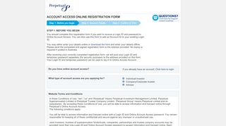 
                            8. Account access online registration form - Perpetual